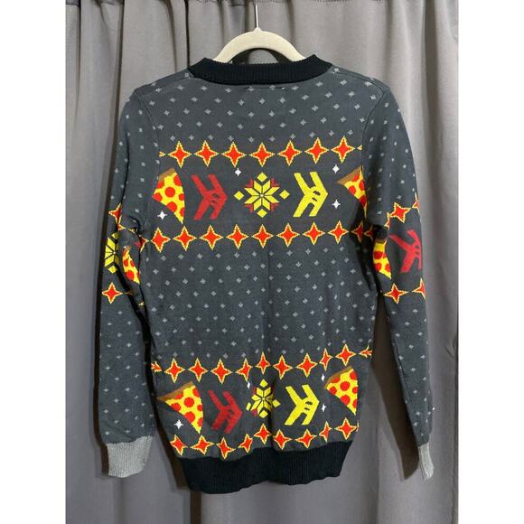 TIPSY  ELVES CHRISTMAS SWEATER SIZE SMALL. phone and Pizza Design - Picture 10 of 11